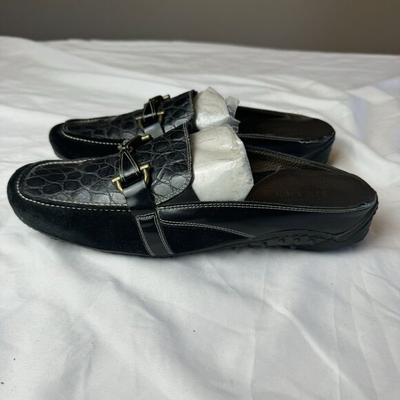 Sesto Meucci Womens Leather Slip Ons Loafers Black Square Toe Size 9 - Picture 10 of 12